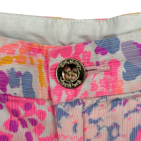 Lilly Pulitzer Shorts Womens 0 Buttercup Paradise Pink Bohemian Beach Scallop - Picture 2 of 7
